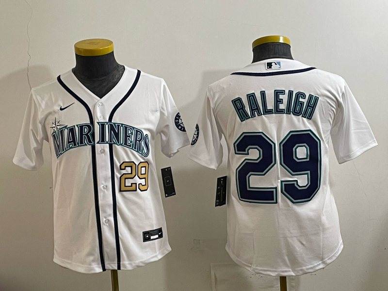 youth 2026 Seattle Mariners #29 Raleigh white Nike MLB Jersey 004->youth mlb jersey->Youth Jersey